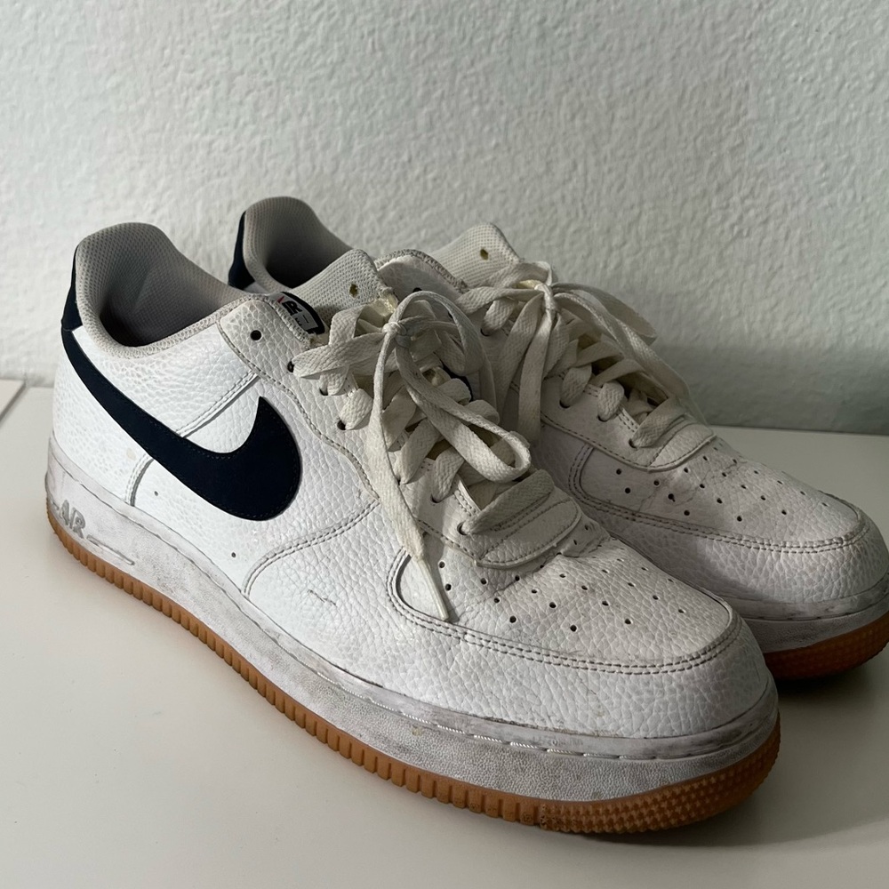 Nike Air Force 1 Low ‘07 White Obsidian Gum Pebbled Leather C10057100 Men’s 11.5